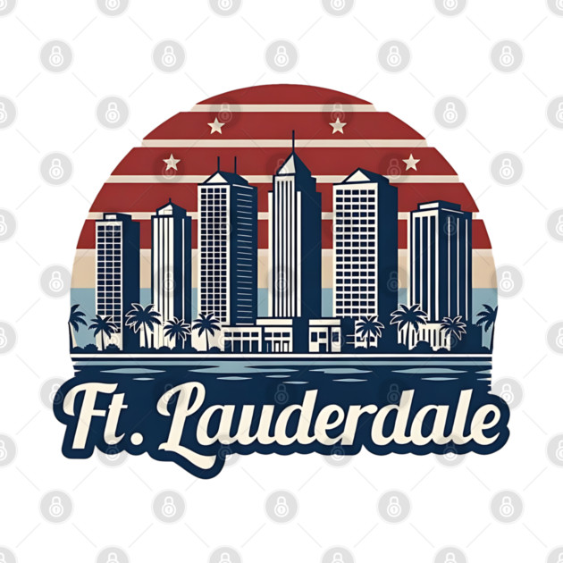Vintage Ft. Lauderdale Fort Lauderdale Florida - Retro 70s Beach Sunset Gift by Pixel Threads 