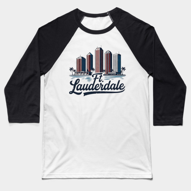 Ft. Lauderdale, Fort Lauderdale Florida Baseball T-Shirt by Pixel Threads 