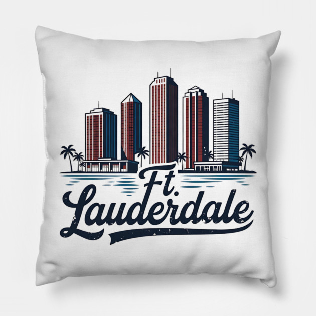 Ft. Lauderdale, Fort Lauderdale Florida Pillow by Pixel Threads 