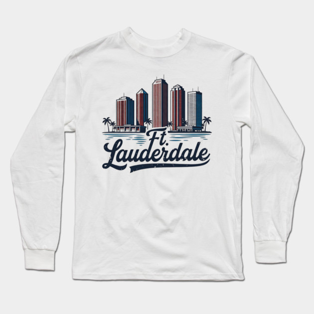 Ft. Lauderdale, Fort Lauderdale Florida Long Sleeve T-Shirt by Pixel Threads 