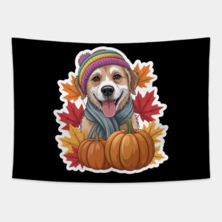 Autumn Fall Otterhound Dog Owner Thanksgiving Mom Dad Cozy Tapestry
