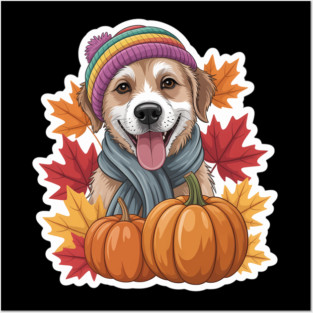 Autumn Fall Otterhound Dog Owner Thanksgiving Mom Dad Cozy Posters and Art