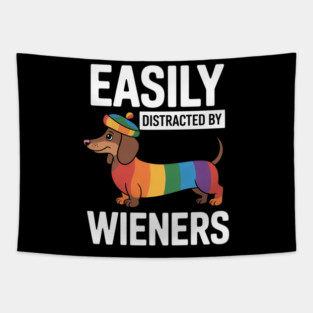 Rainbow LGBT Love Wieners Dogs Love Funny Gay Man Pride Fun Tapestry