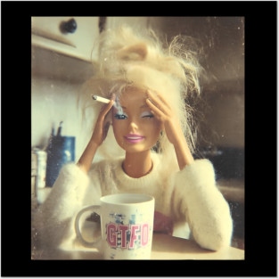 Funny Doll Face Sarcastic Doll Smoking Y2K Posters and Art