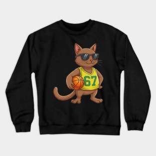 Cat Basketball 67 Gen Alpha Slang Sports Crewneck Sweatshirt
