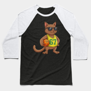 Cat Basketball 67 Gen Alpha Slang Sports Baseball T-Shirt