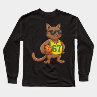 Cat Basketball 67 Gen Alpha Slang Sports Long Sleeve T-Shirt