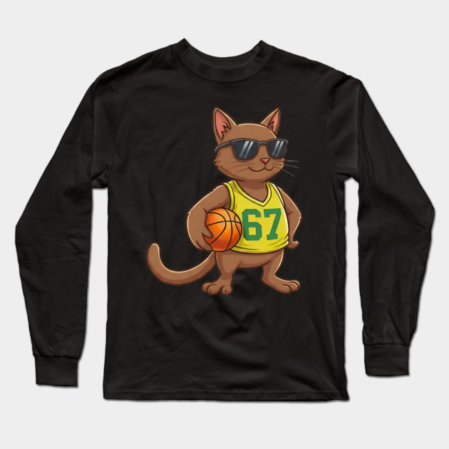Cat Basketball 67 Gen Alpha Slang Sports Long Sleeve T-Shirt by yangho