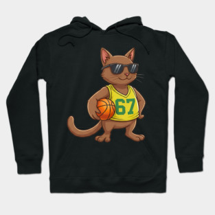 Cat Basketball 67 Gen Alpha Slang Sports Hoodie