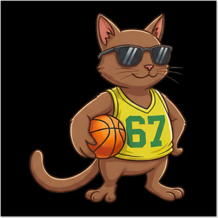 Cat Basketball 67 Gen Alpha Slang Sports Posters and Art