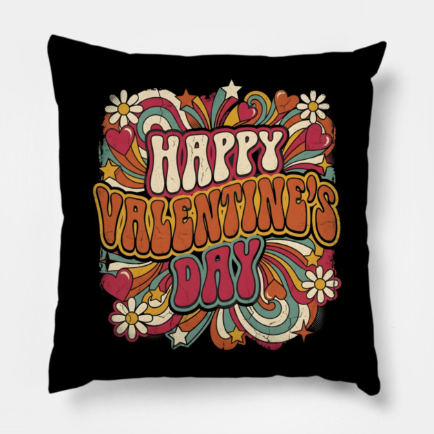 Happy Valentine's Day Pillow by Creatifly Graphic Tees