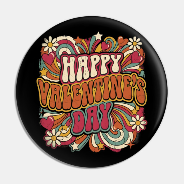 Happy Valentine's Day Pin by Creatifly Graphic Tees