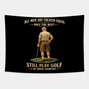 Men Play Golf in Their Eighties Funny Golfer Golfing Tapestry