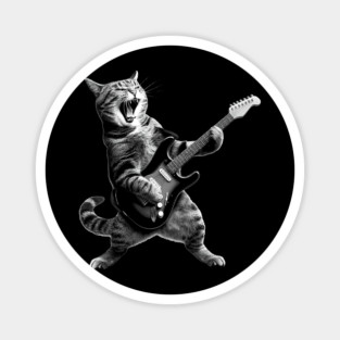 Cat Playing Guitar Rock and Roll Rock Star Magnet