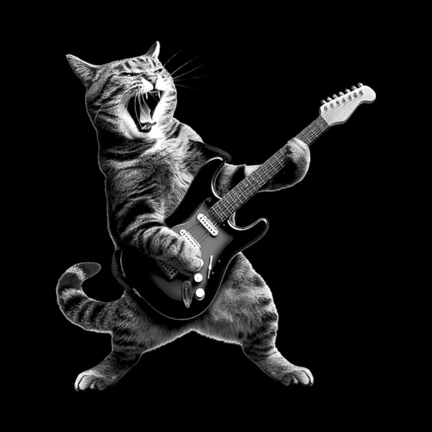 Cat Playing Guitar Rock and Roll Rock Star by yangho