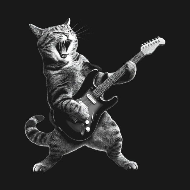 Cat Playing Guitar Rock and Roll Rock Star by yangho