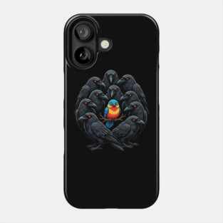 Colorful Bird Among Dark Crows Phone Case