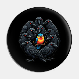 Colorful Bird Among Dark Crows Pin