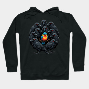 Colorful Bird Among Dark Crows Hoodie