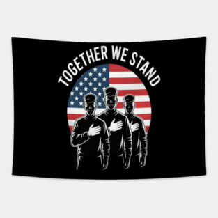 United We Rise Together We Stand Patriotic Honor Tapestry