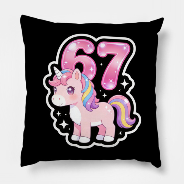 67 Unicorn Birthday Party Cute Number Pillow by ArtistTee ⭐⭐⭐⭐⭐