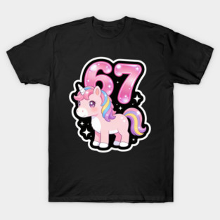 67 Unicorn Birthday Party Cute Number T-Shirt