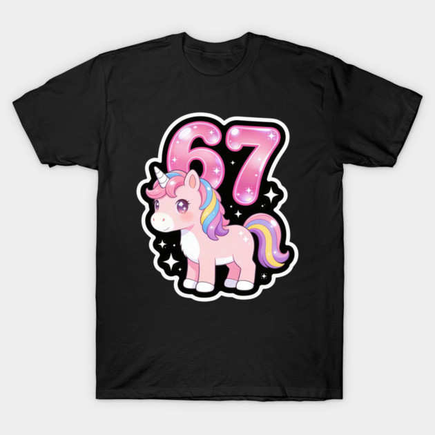 67 Unicorn Birthday Party Cute Number T-Shirt by ArtistTee ⭐⭐⭐⭐⭐