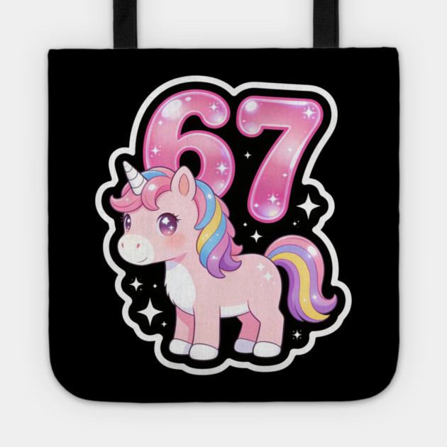 67 Unicorn Birthday Party Cute Number Tote by ArtistTee ⭐⭐⭐⭐⭐
