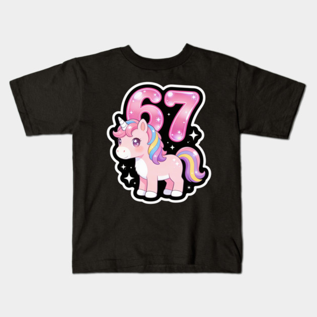 67 Unicorn Birthday Party Cute Number Kids T-Shirt by ArtistTee ⭐⭐⭐⭐⭐