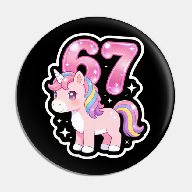 67 Unicorn Birthday Party Cute Number Pin by ArtistTee ⭐⭐⭐⭐⭐
