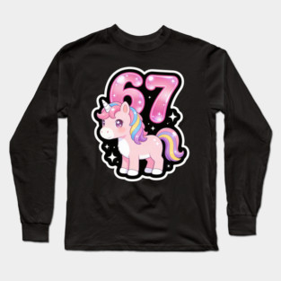 67 Unicorn Birthday Party Cute Number Long Sleeve T-Shirt