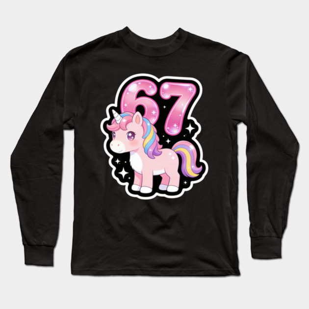 67 Unicorn Birthday Party Cute Number Long Sleeve T-Shirt by ArtistTee ⭐⭐⭐⭐⭐