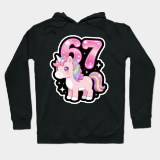 67 Unicorn Birthday Party Cute Number Hoodie