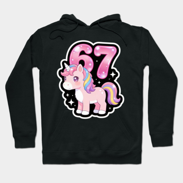 67 Unicorn Birthday Party Cute Number Hoodie by ArtistTee ⭐⭐⭐⭐⭐
