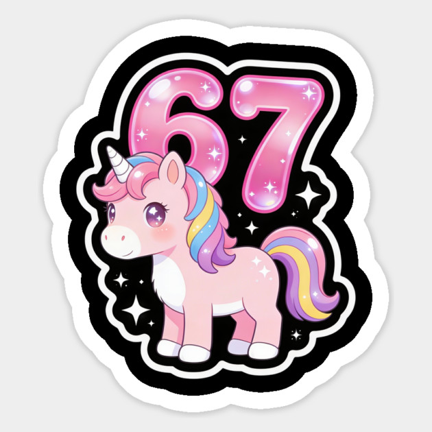 67 Unicorn Birthday Party Cute Number Sticker by ArtistTee ⭐⭐⭐⭐⭐