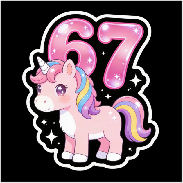 67 Unicorn Birthday Party Cute Number Wall Art by ArtistTee ⭐⭐⭐⭐⭐