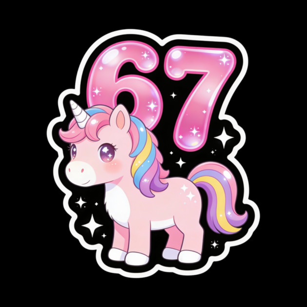67 Unicorn Birthday Party Cute Number by ArtistTee ⭐⭐⭐⭐⭐
