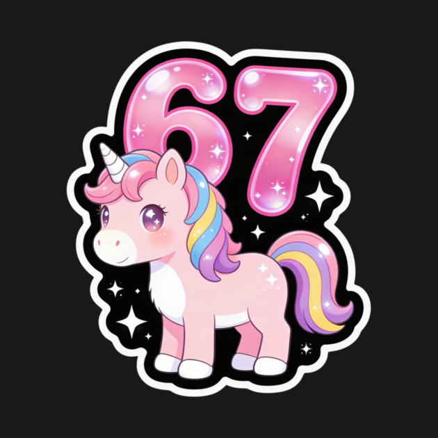 67 Unicorn Birthday Party Cute Number by ArtistTee ⭐⭐⭐⭐⭐