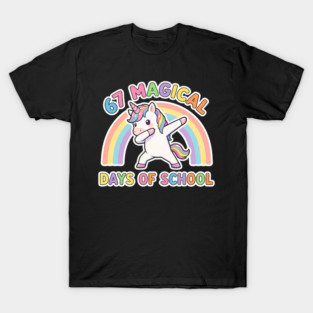67 Magical Days Of School Unicorn Dab Rainbow T-Shirt