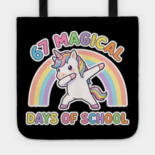 67 Magical Days Of School Unicorn Dab Rainbow Tote