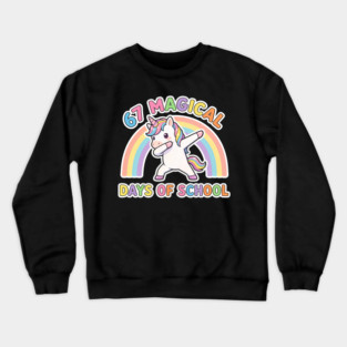 67 Magical Days Of School Unicorn Dab Rainbow Crewneck Sweatshirt