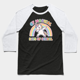 67 Magical Days Of School Unicorn Dab Rainbow Baseball T-Shirt