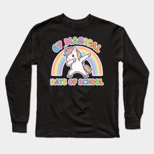 67 Magical Days Of School Unicorn Dab Rainbow Long Sleeve T-Shirt