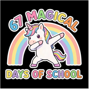 67 Magical Days Of School Unicorn Dab Rainbow Posters and Art