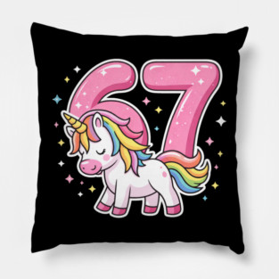 67 Unicorn Birthday Celebration Pillow