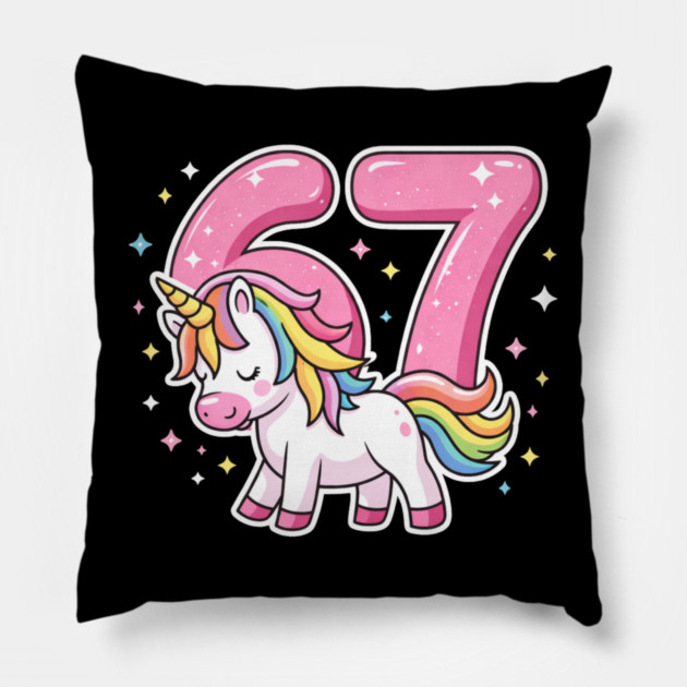 67 Unicorn Birthday Celebration Pillow by ArtistTee ⭐⭐⭐⭐⭐