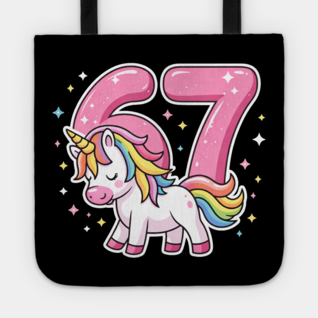 67 Unicorn Birthday Celebration Tote by ArtistTee ⭐⭐⭐⭐⭐