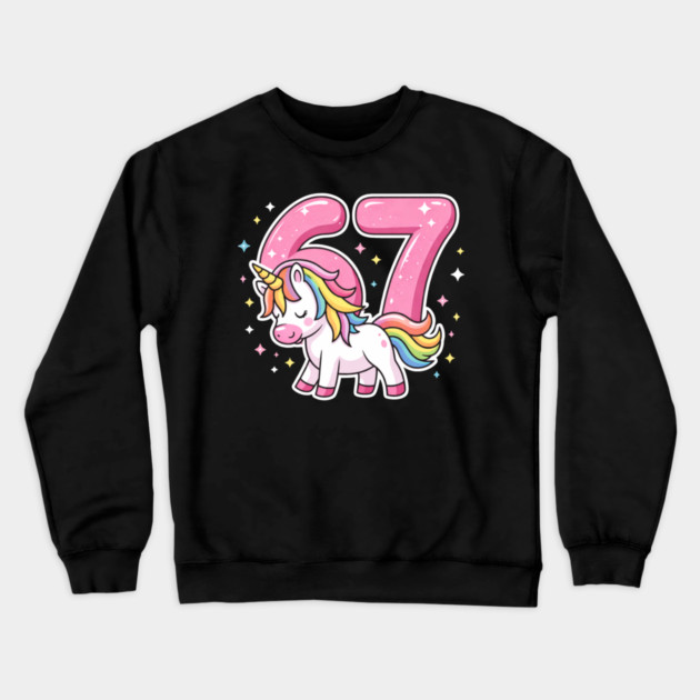 67 Unicorn Birthday Celebration Crewneck Sweatshirt by ArtistTee ⭐⭐⭐⭐⭐