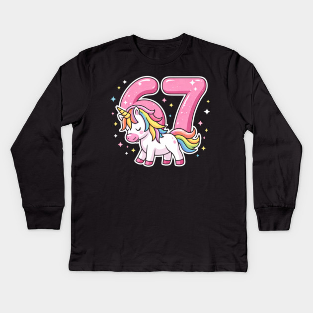 67 Unicorn Birthday Celebration Kids Long Sleeve T-Shirt by ArtistTee ⭐⭐⭐⭐⭐