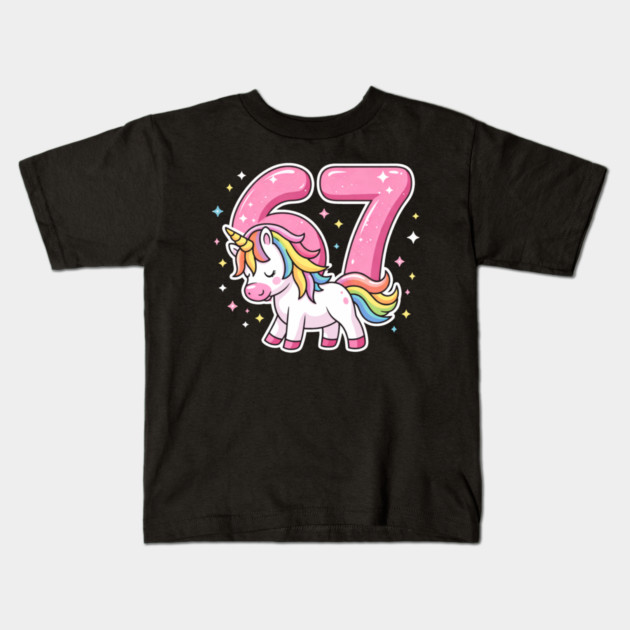 67 Unicorn Birthday Celebration Kids T-Shirt by ArtistTee ⭐⭐⭐⭐⭐